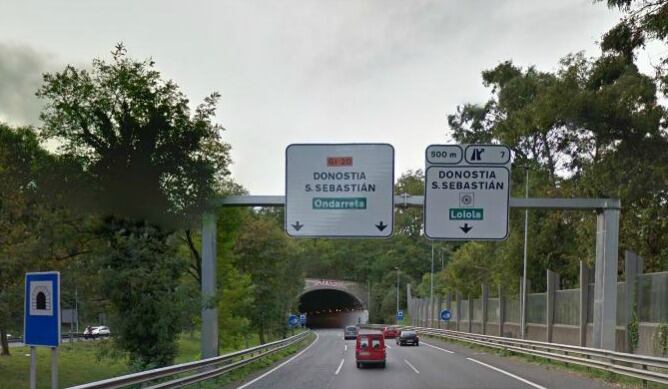 Carretera G-20 a la altura del tunel de Polloe