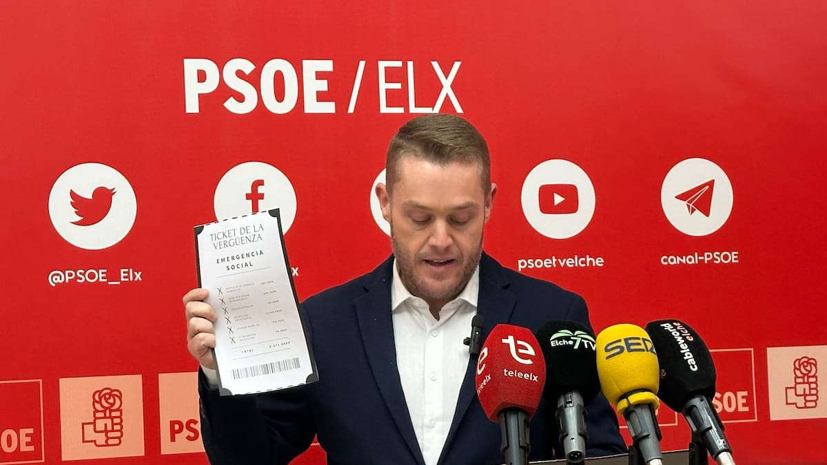 El PSOE Elche muestra los "tiques de la vergüenza" con los recortes sociales de Partido Popular y Vox