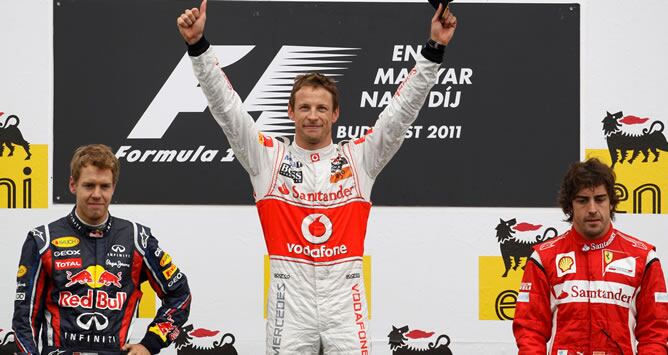 El piloto inglés Jason Button se ha impuesto en el GP de Hungría por delante de Sebastian Vettel y Fernando Alonso