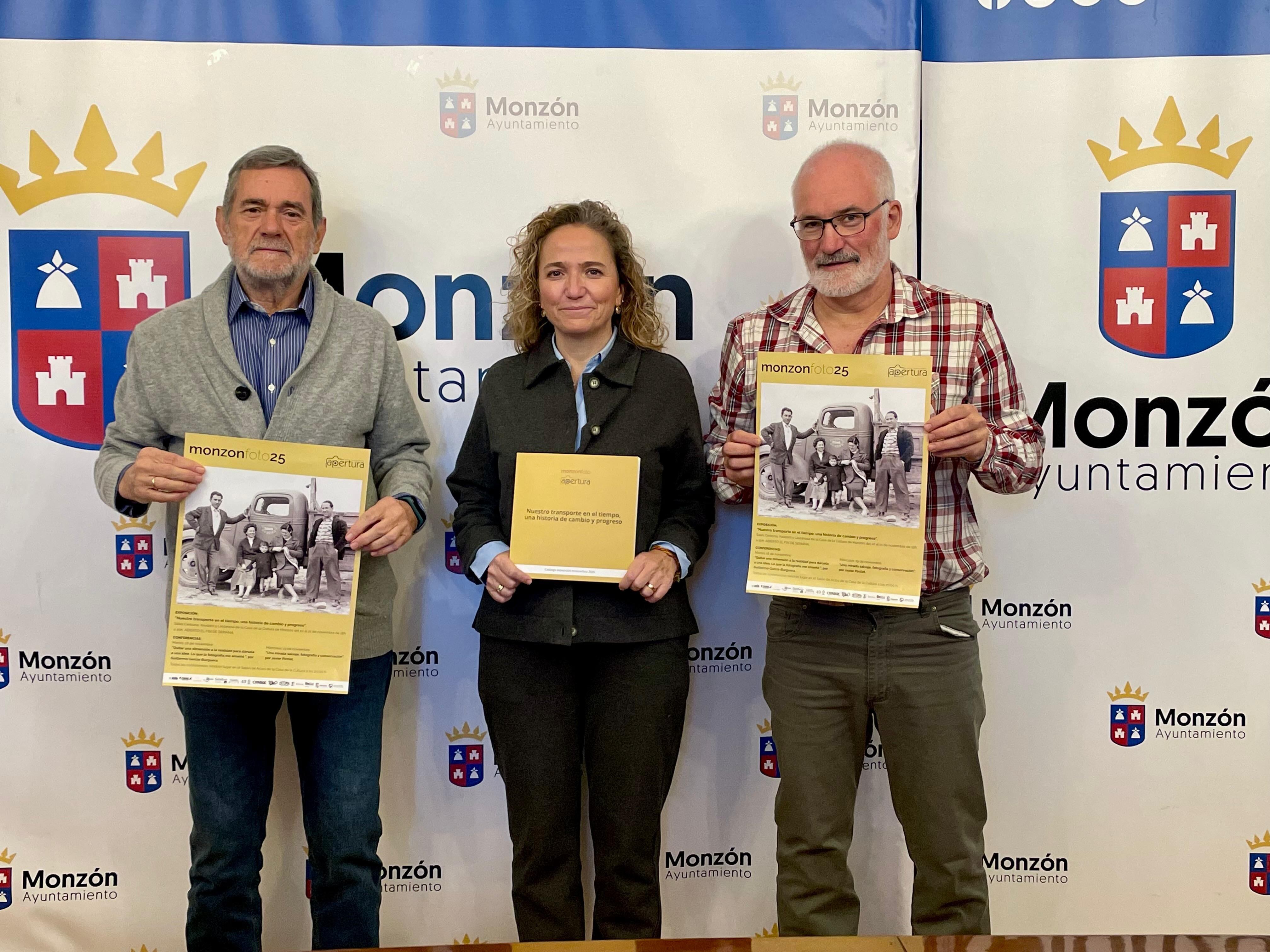 Jesús Ginestra, Marta Montaner y José Antonio Cubero en la presentación. Foto. Ayuntamiento de Monzón