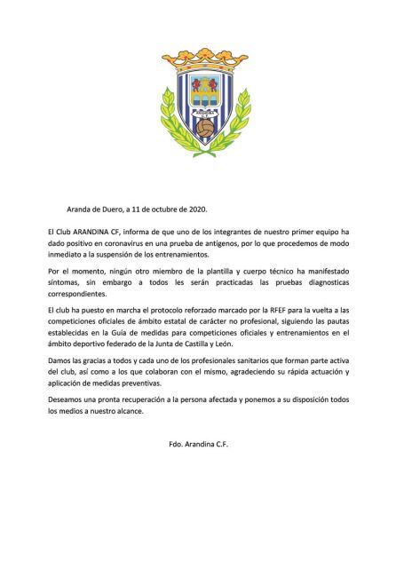 Comunicado de la Arandina