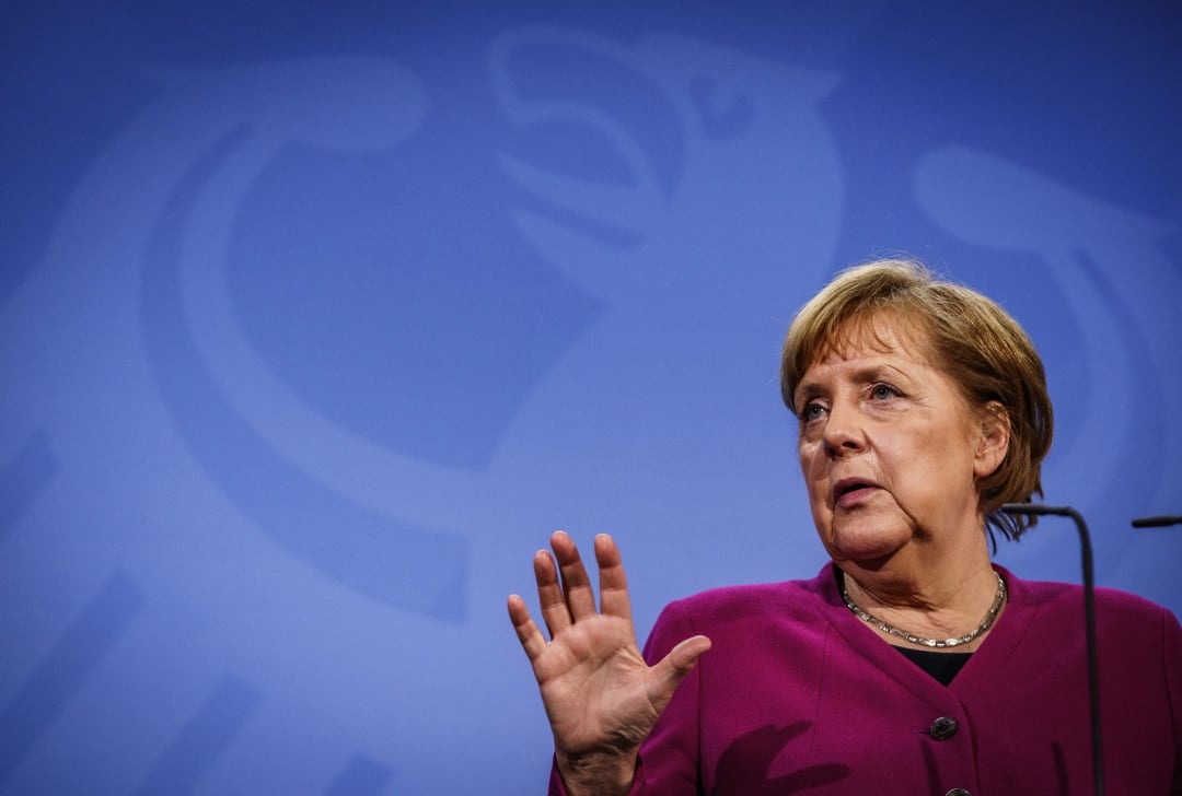 25 March 2021, Berlin: German Chancellor Angela Merkel gives a press statement after the online summit meeting of EU heads of state and government. Photo: Michael Kappeler