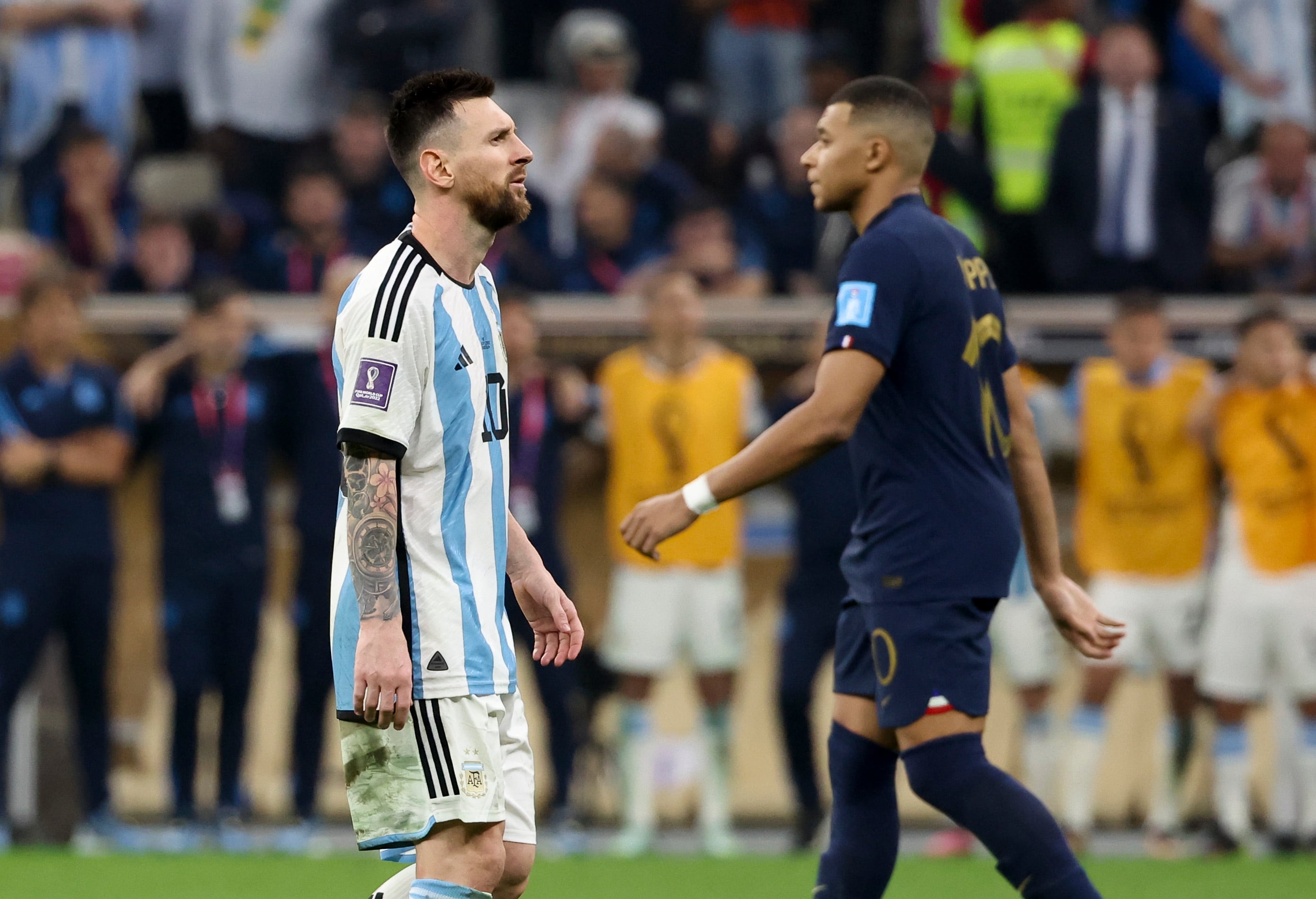 Lionel Messi y Kylian Mbappe, durante la final del Mundial de Qatar