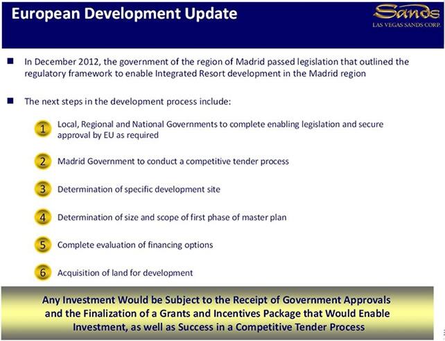 Una página de la memoria presentada a las autoridades bursátiles americanas por Las Vegas Sands.
