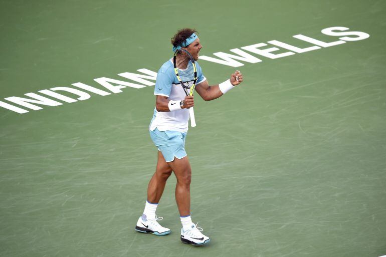 Nadal celebra su triunfo ante Verdasco en Indian Wells