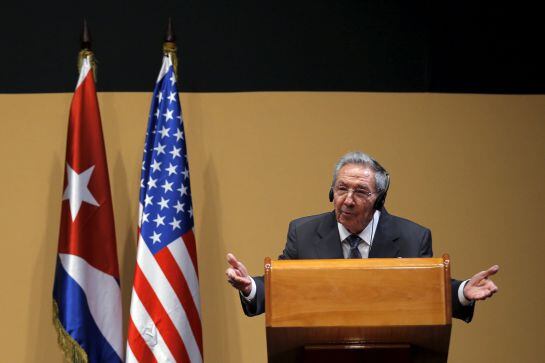 El presidente cubano durante la rueda de prensa