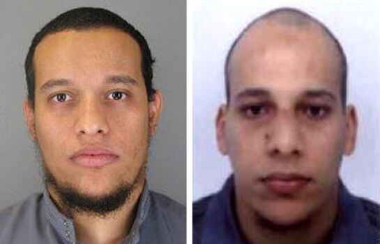 UNSPECIFIED - JANUARY 08: Pictured in this composite of handout photos provided by the Direction centrale de la Police judiciaire on January 8, 2015 are suspect Said Kouachi, aged 34, (L) and suspect Cherif Kouachi, aged 32, who are both wanted in connect