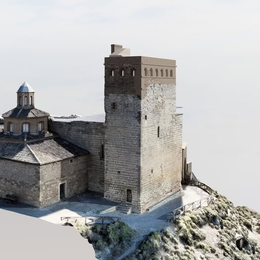 Recreación de la torre del Castillo de Almudévar tras su futura restauración