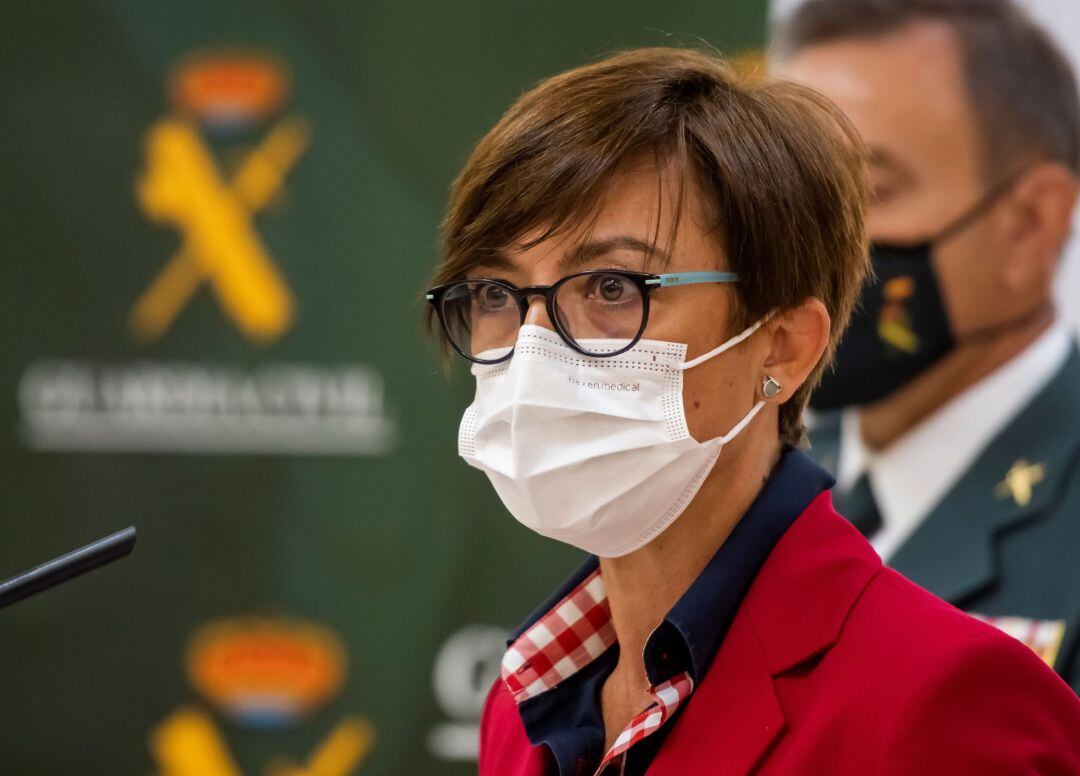 La directora general de la Guardia Civil, María Gámez, durante la rueda de prensa ofrecida hace unos días en Sevilla