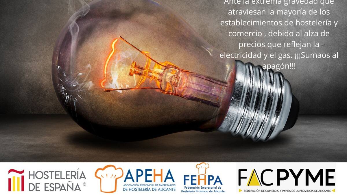 Los hosteleros de Alicante convocan un apagón este martes en sus locales por la subida de los costes energéticos