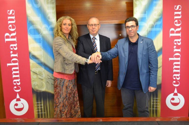 D'esquerra a dreta: Gemma Molner (Tomb de Reus), Isaac Sanromà (Cambra de Comerç de Reus) i Ernest Juncosa (Unió de Botiguers de Reus)