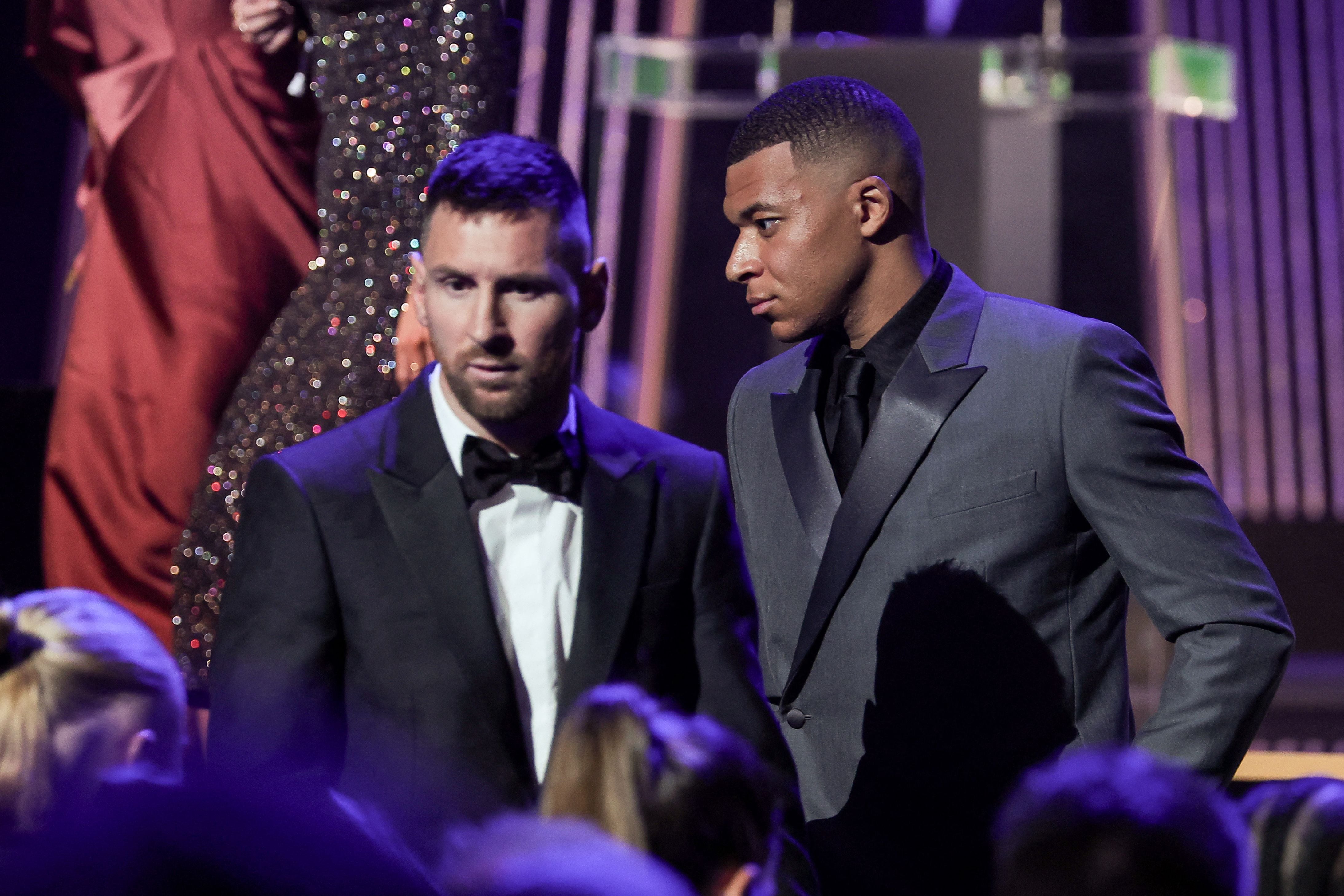 Messi junto a Mbappé en la gala del Balón de Oro