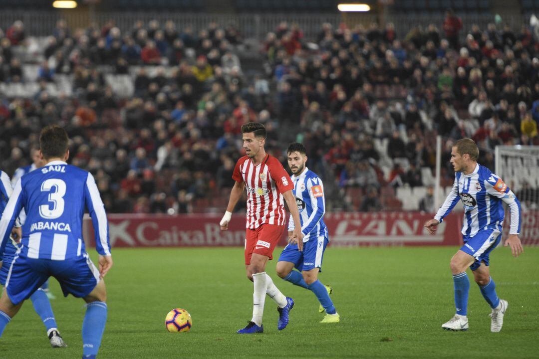 Juan Carlos Real en el partido ante el Deportivo.