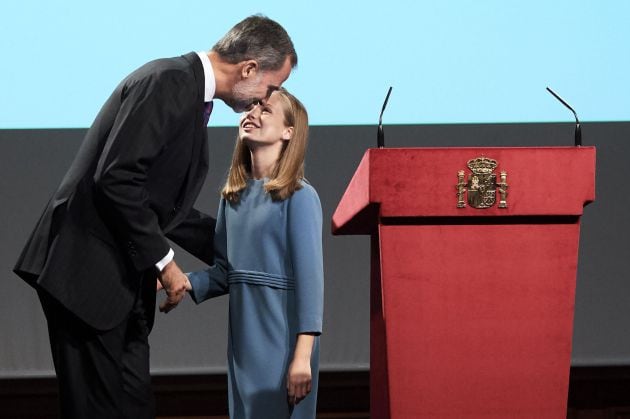 Felipe VI besa a su hija Leonor.