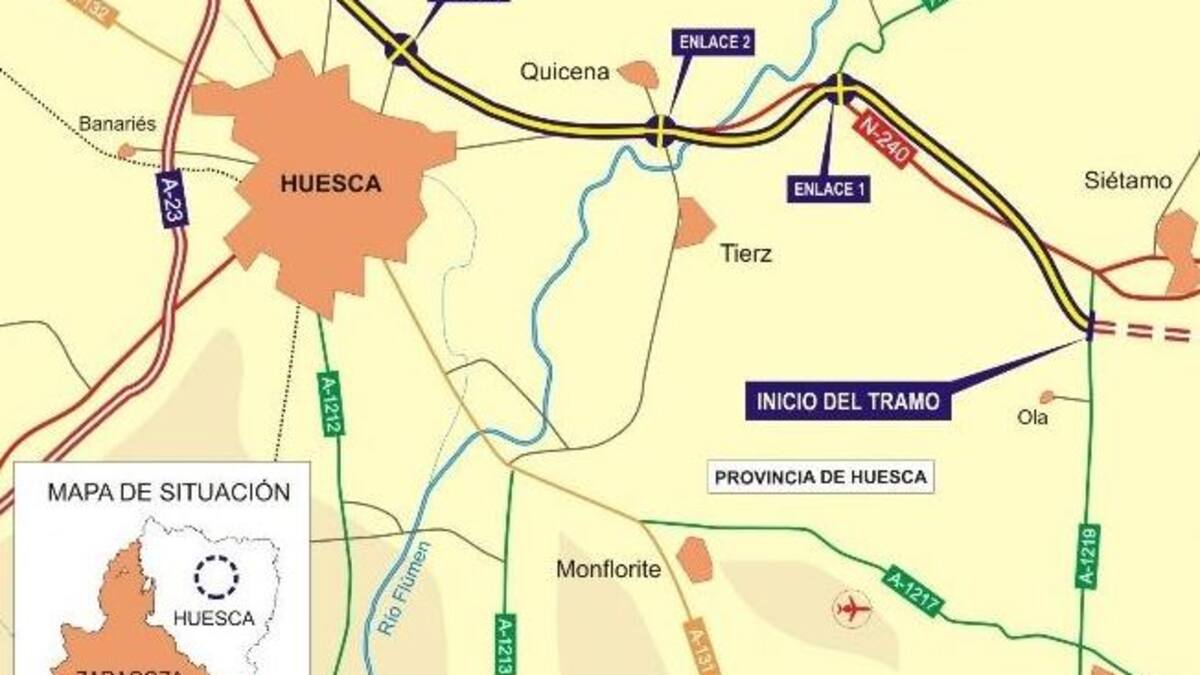 La modificación de las obras del tramo Siétamo-Huesca duplica el plazo de las obras con 4,5 millones más