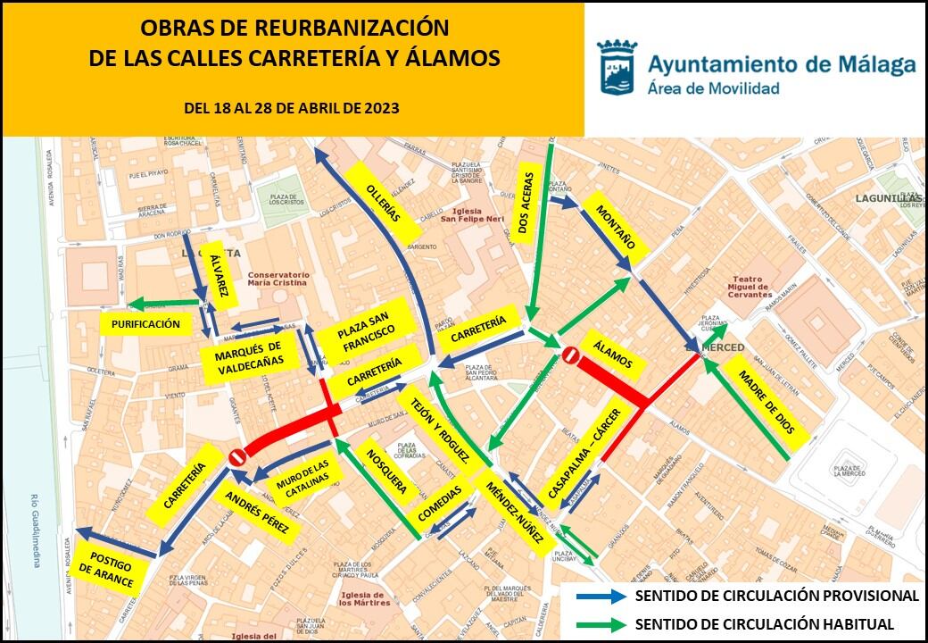 Información de movilidad para las próximas semanas en el entorno de Carretería y Álamos