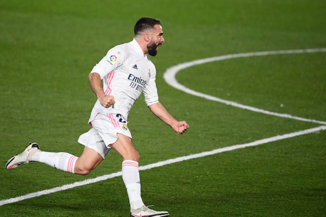 Dani Carvajal celebra su gol frente al Atlético de Madrid