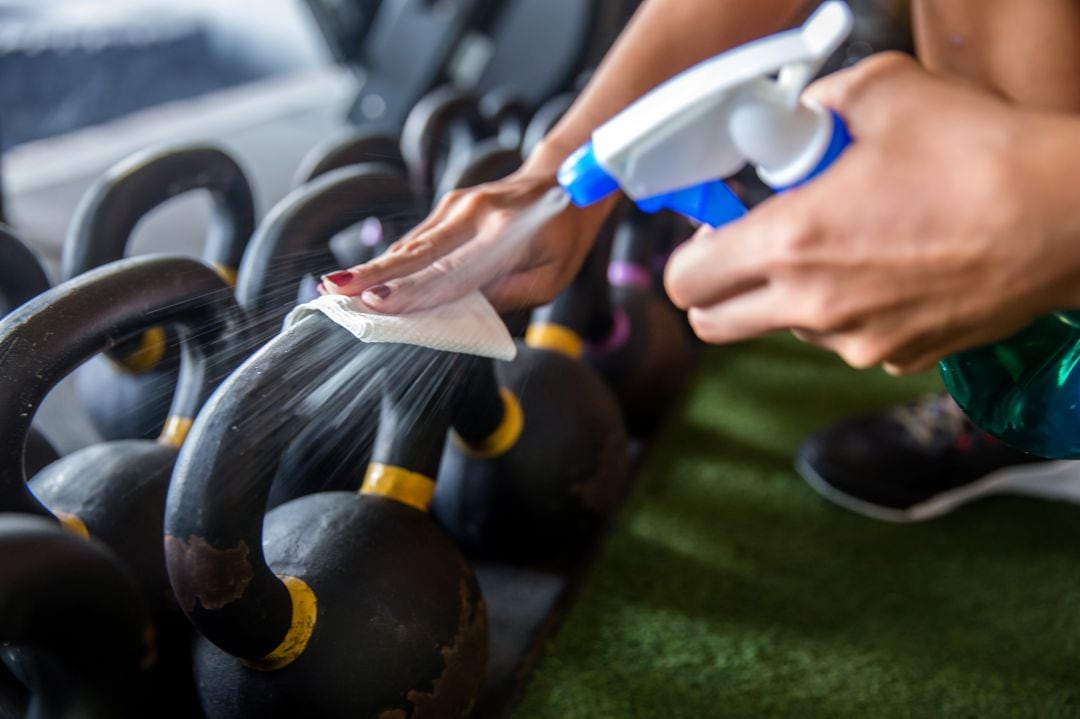 Medidas de higiene en un gimnasio.