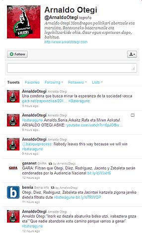 Timeline de Arnaldo Otegi en Twitter