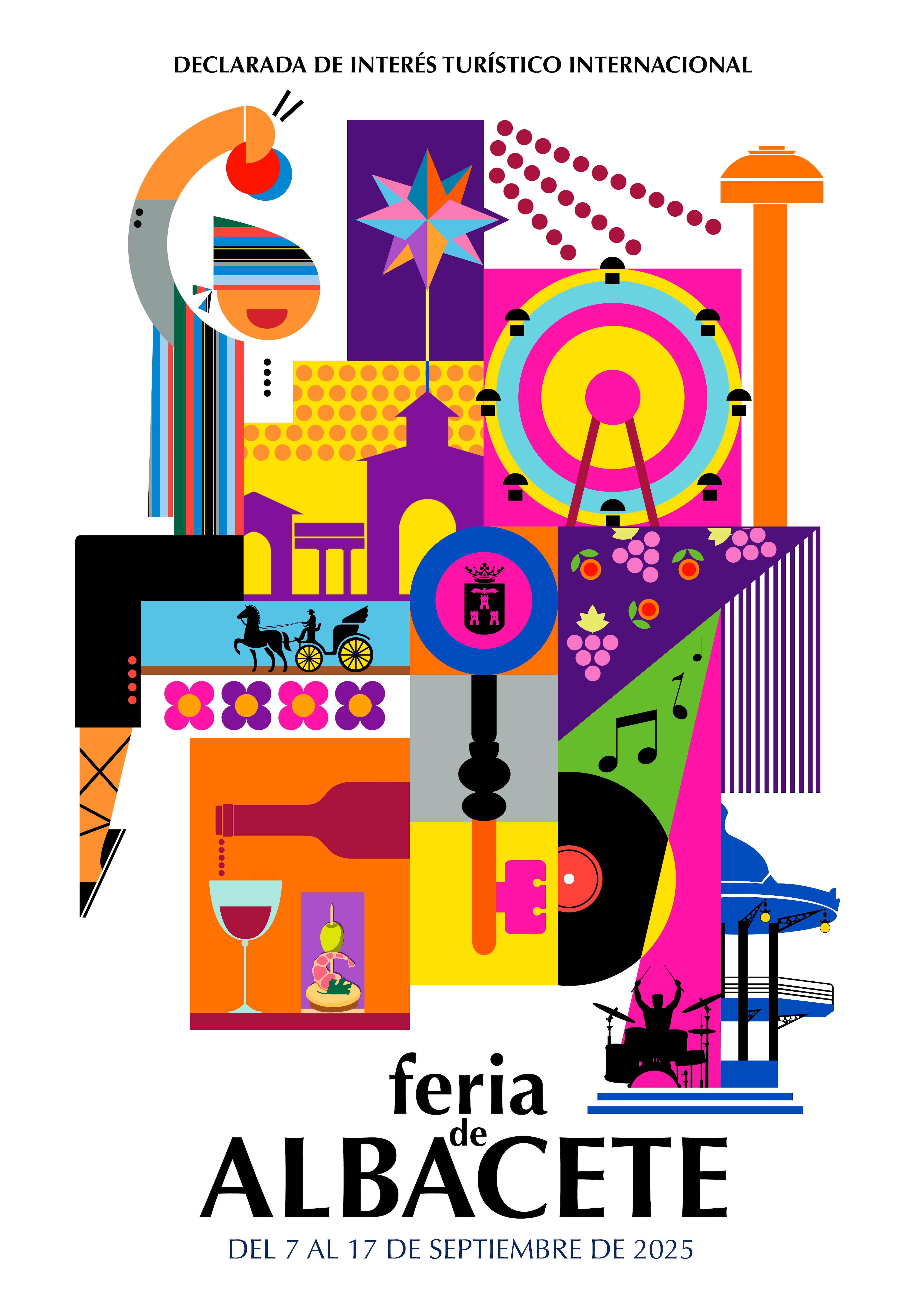 &#039;Recortes de Feria&#039;, el cartel de la Feria de Albacete 2025 diseñado por Abel Rocha.