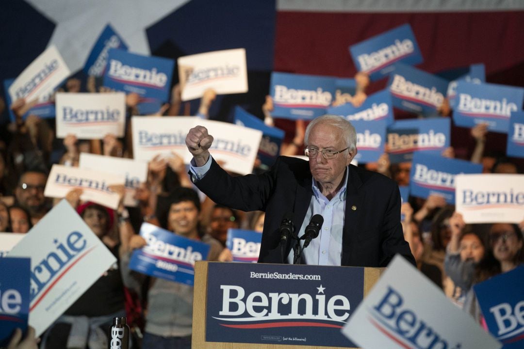 El candidato Bernie Sanders durante su acto en Texas