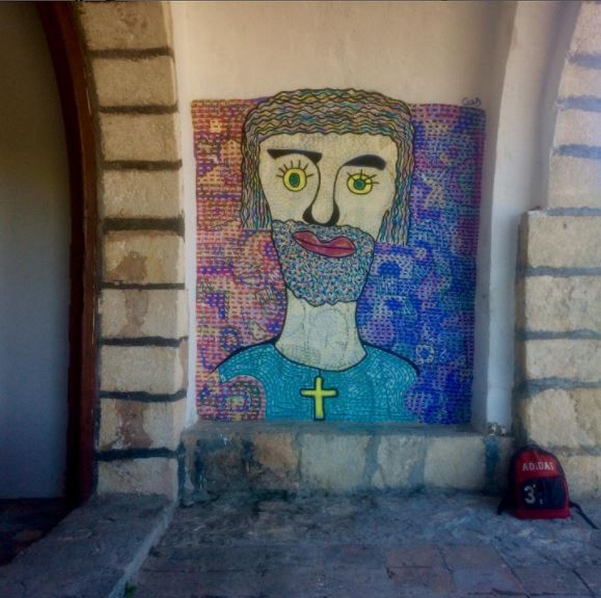 Una de las obras que Jesús Cees pintó en la ermita de Sant Cristòfol hace dos años.