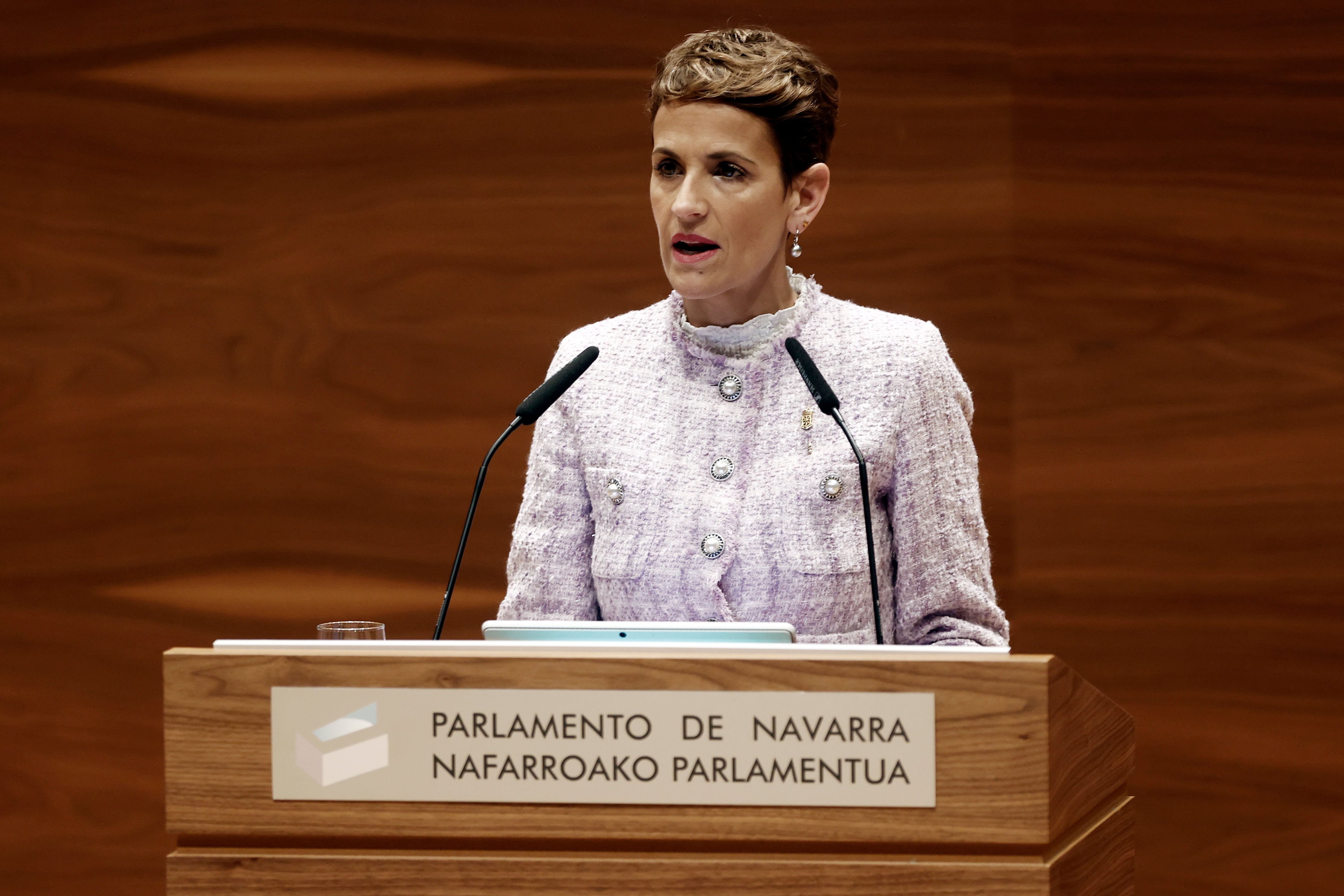 La presidenta del Gobierno de Navarra, María Chivite, abre el primer Debate del Estado de la Comunidad foral