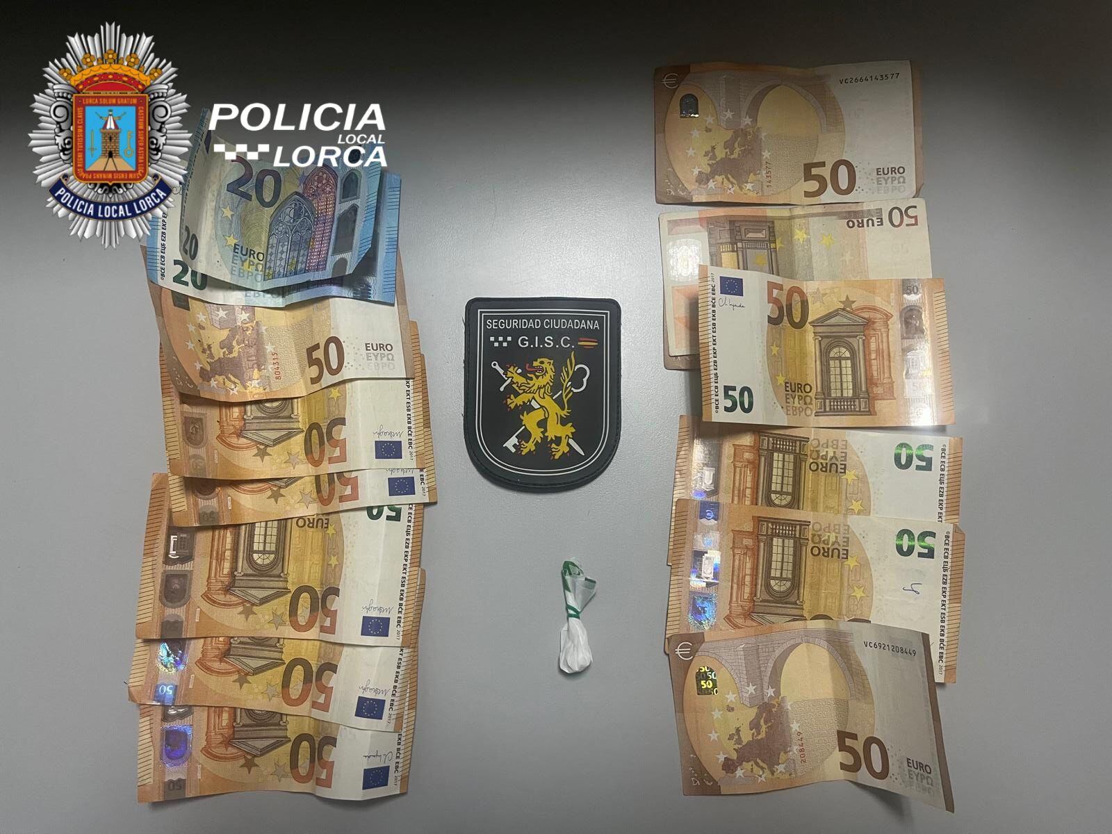 Dinero incautado tras un robo en Lorca