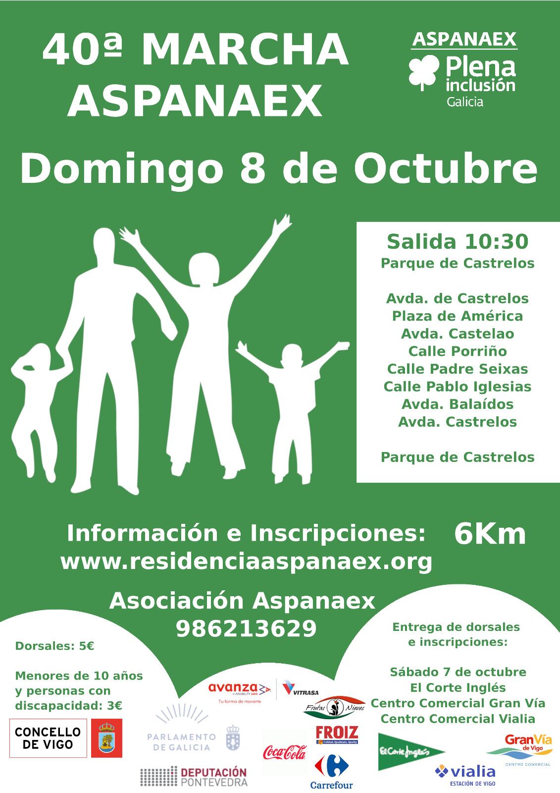 Cartel de la 40 Marcha Solidaria Aspanaex que se celebra el domingo 8 de octubre en Vigo