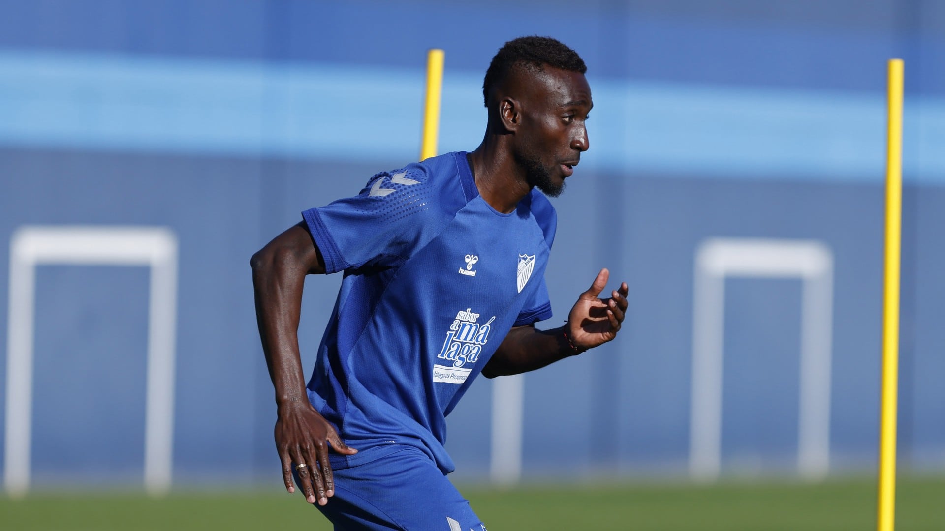 Lago Junior, en su primer entrenamiento con el Málaga