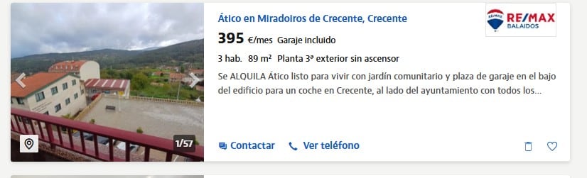 Único piso en el área que cumpliría el criterio. Está en Crecente.