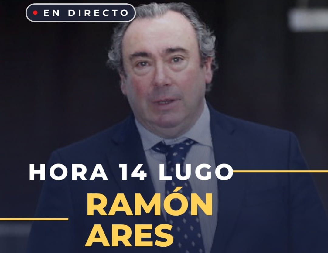 Fotomontaje promocional de la entrevista de Ramón Ares en Hora 14 Lugo.