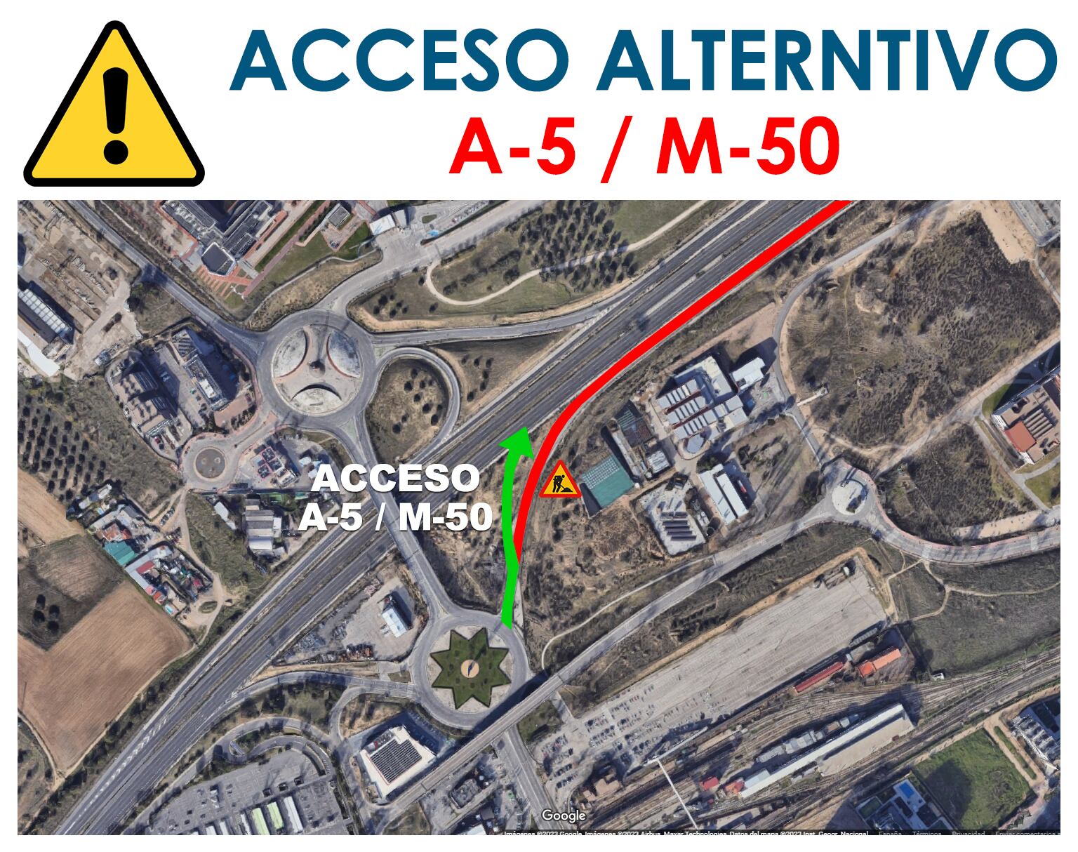 Mapa del acceso alternativo a la A-5