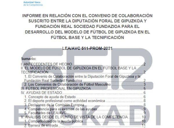 Extracto del informe de la Autoridad Vasca de la Competencia