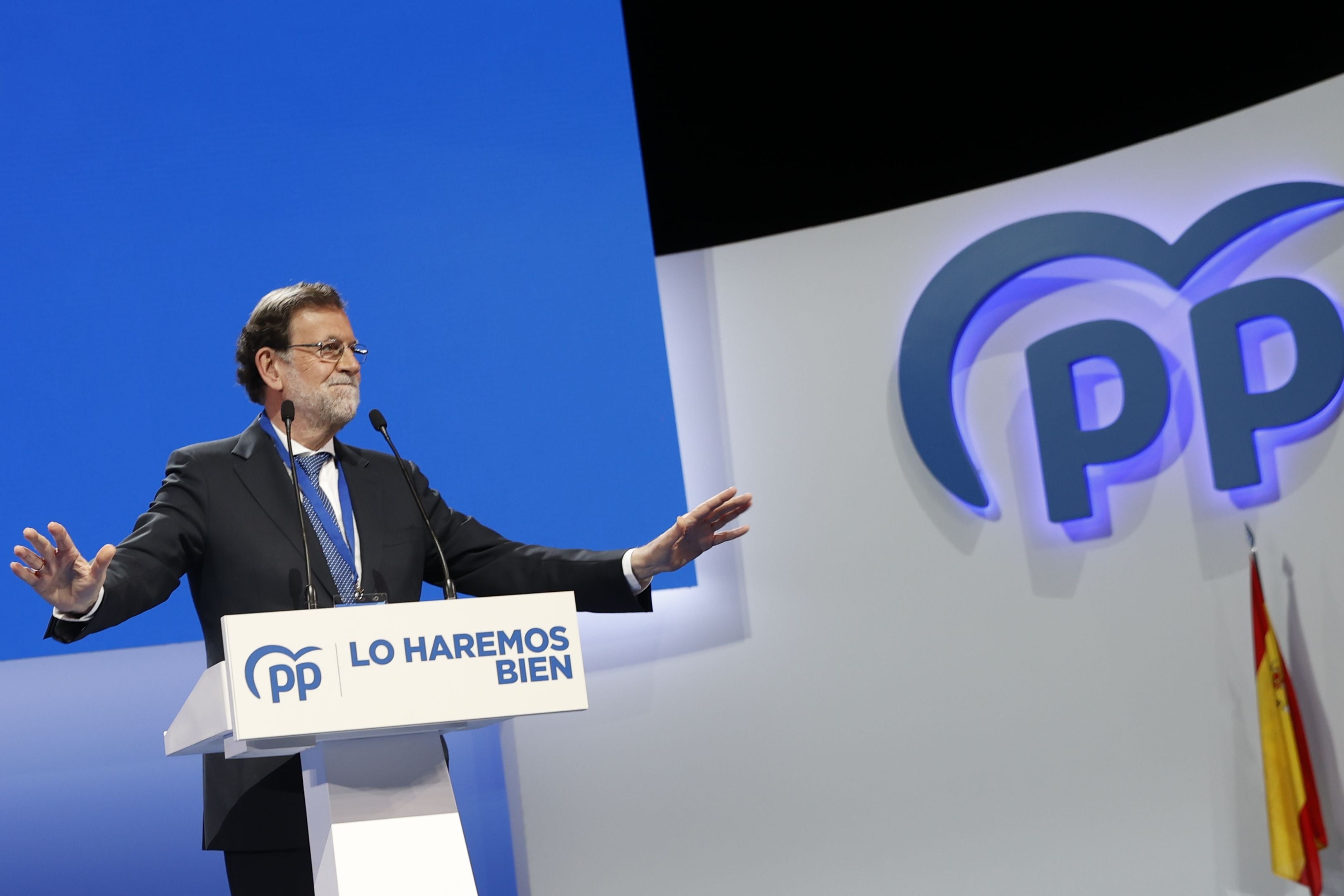 El expresidente del Gobierno Mariano Rajoy, durante el XX Congreso Nacional del partido, en Sevilla.