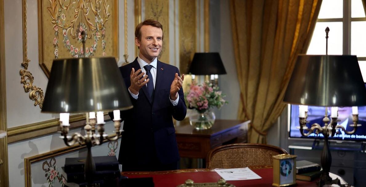 La figura de cera de Emmanuel Macron en el Museo Grévin de París. Redes sociales.