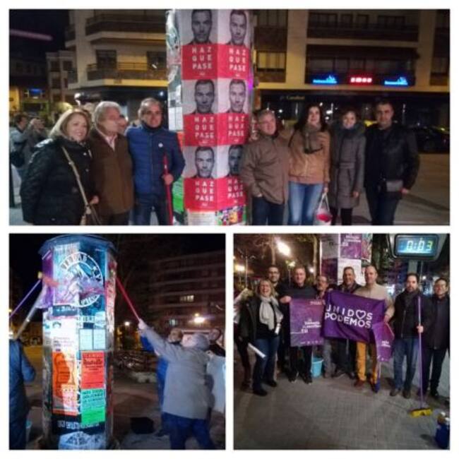 Imágenes de la pegada inicial de carteles