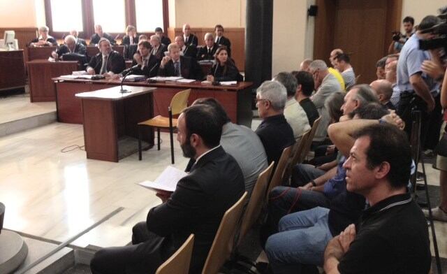 La banqueta dels acusats pel cas de corrupció policial dels macroprostíbuls Riviera i Saratoga