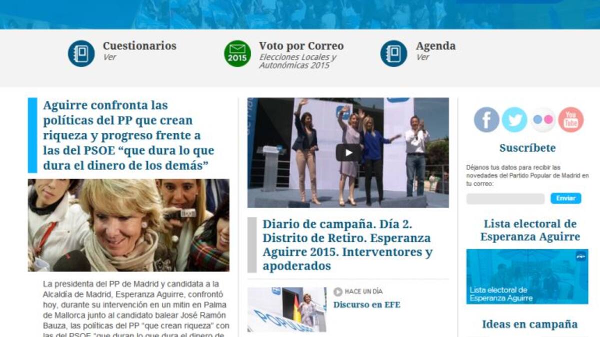 Cifuentes, 'desaparecida' en la web del PP de Madrid