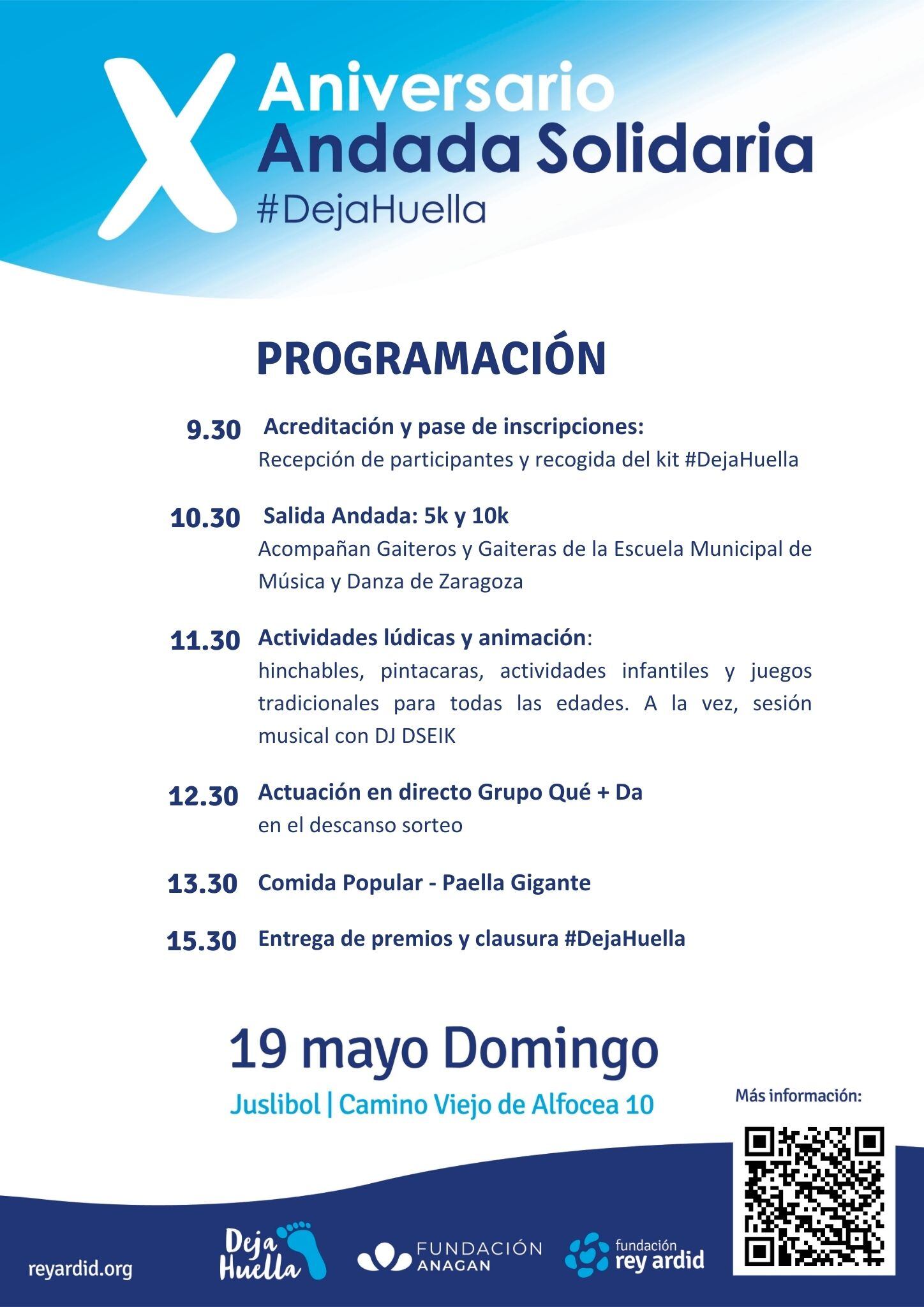 La andada solidaria 'Deja Huella' de Rey Ardid tendrá lugar el domingo, 19 de mayo.