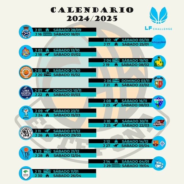 Calendario Liga Femenina Challenge 2024-2025/ FEB PHOTO