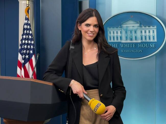 Sara Canals a la sala de premsa de la Casa Blanca