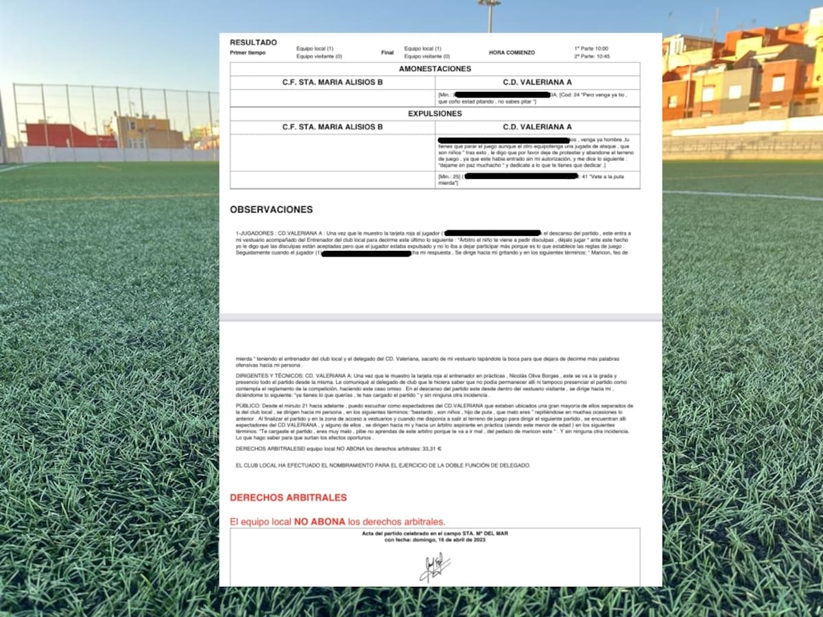 Los insultos de un niño de nueve años a un árbitro: "Maricón, feo de mierda..."