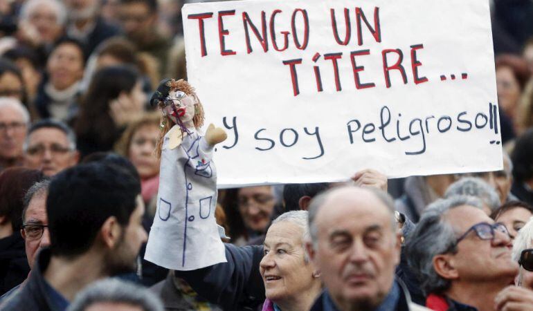 Protest a favor de los titiriteros de Granada.