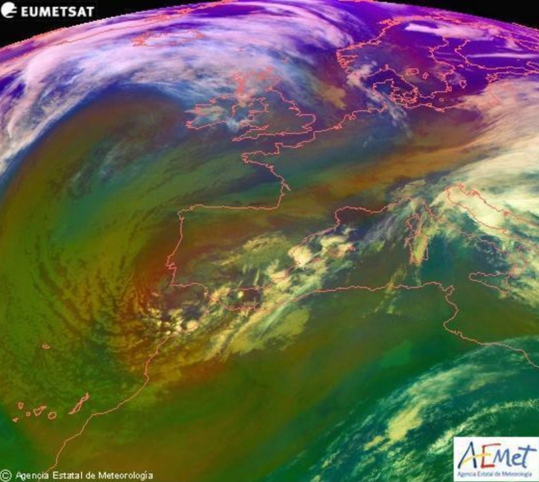Imagen de la DANA desde el satélite de Eumetsat