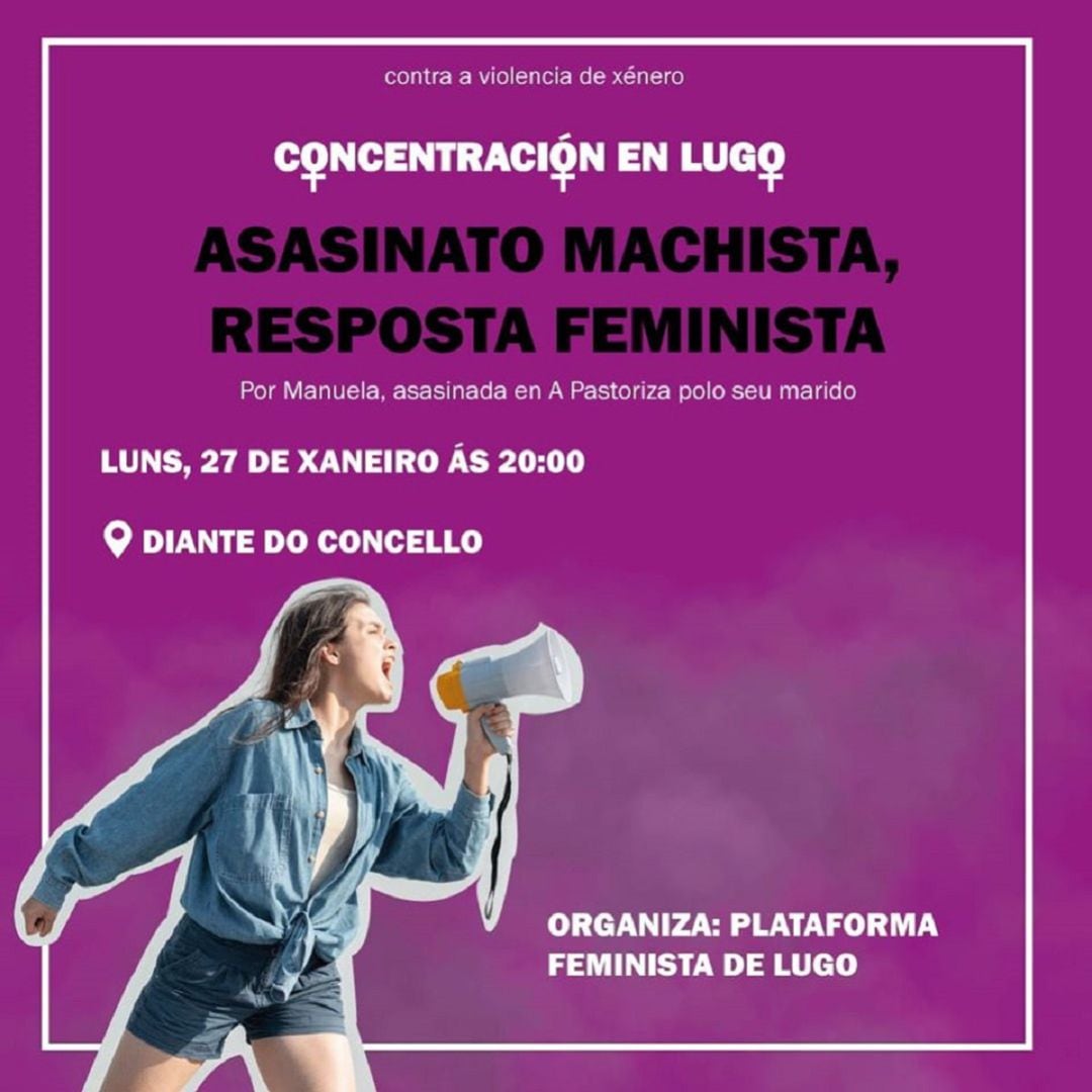 Cartel de la Plataforma Feminista anunciando la concentración