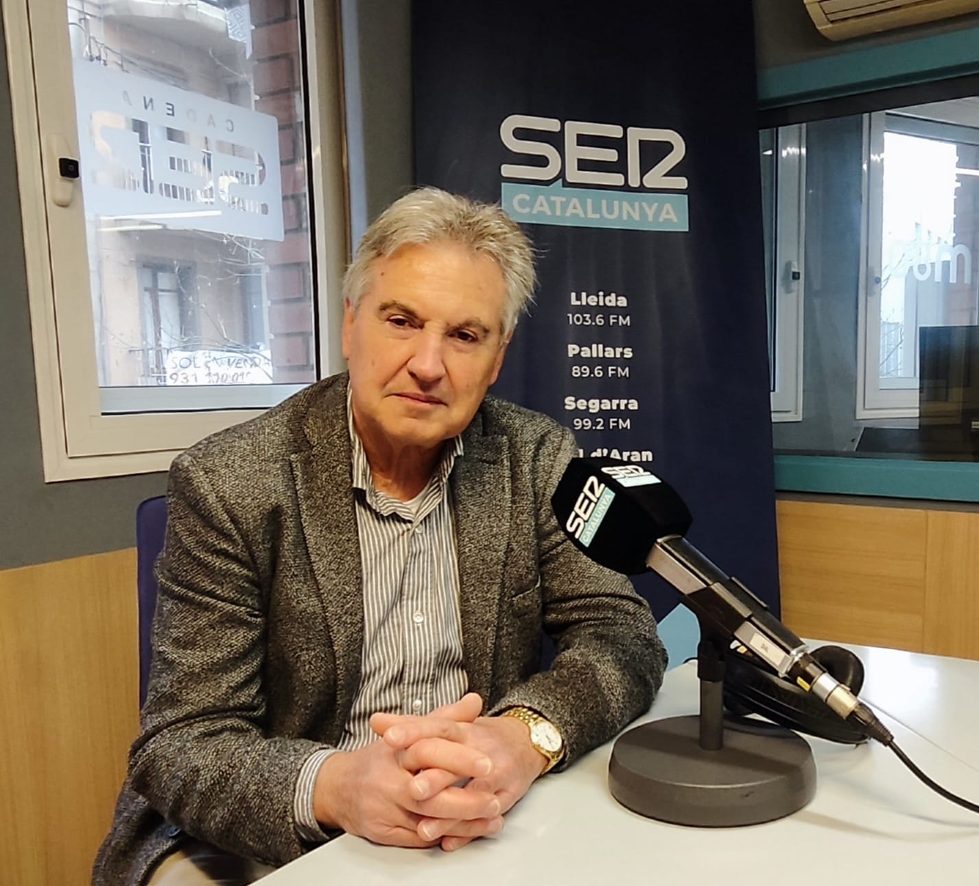 El president de l'AAVV Ciutat Jardí de Lleida, Ramir Bonet, als estudis de Ràdio Lleida.