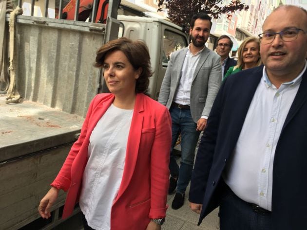 Soraya Sáenz de Santamaría con Miguel Tellado en su visita a Lugo