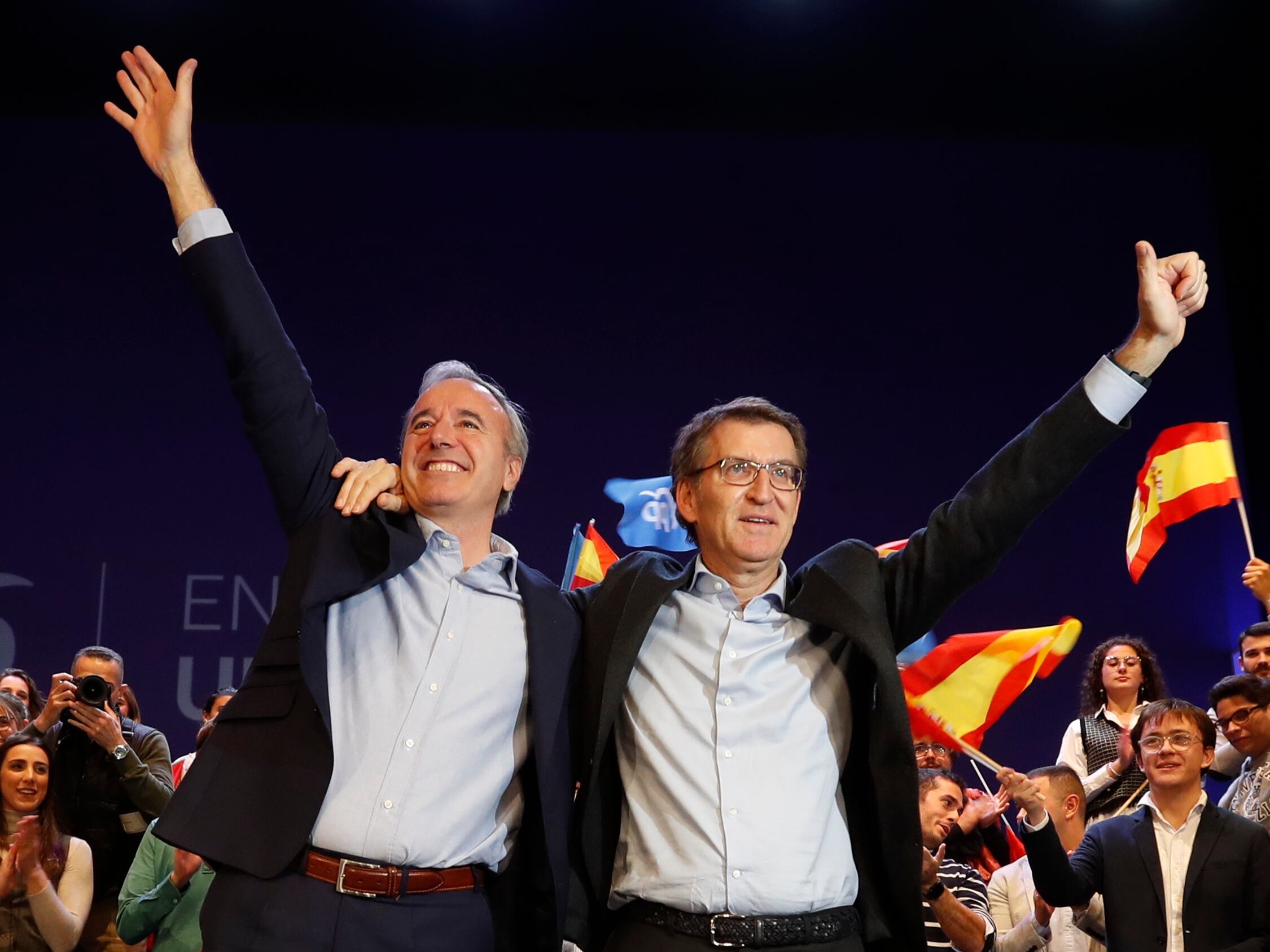 Núñez Feijóo en Zaragoza, junto a Jorge Azcón, en un acto celebrado recientemente