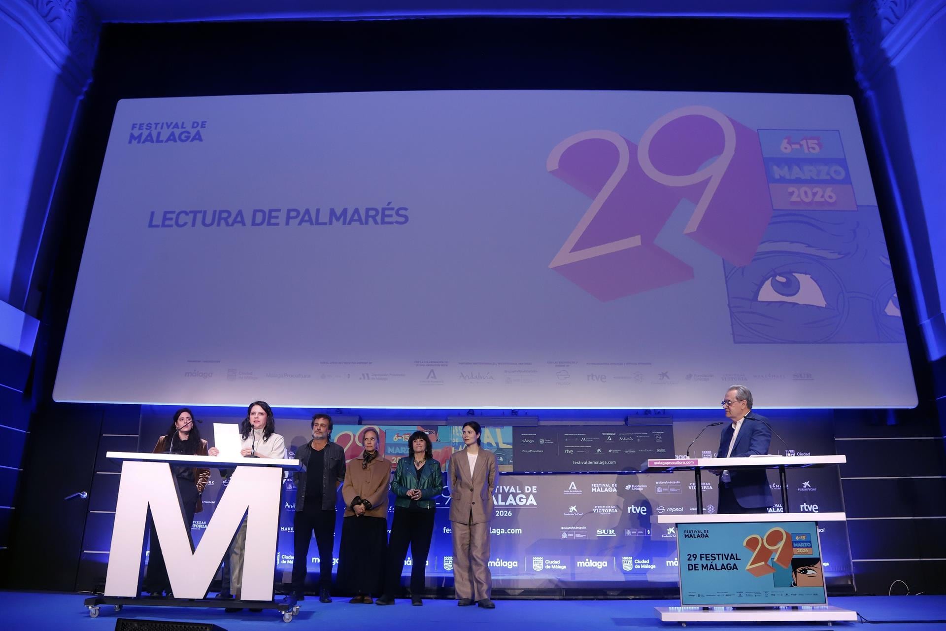 Imágenes de la lectura del palmarés del Festival de Cine de Málaga.